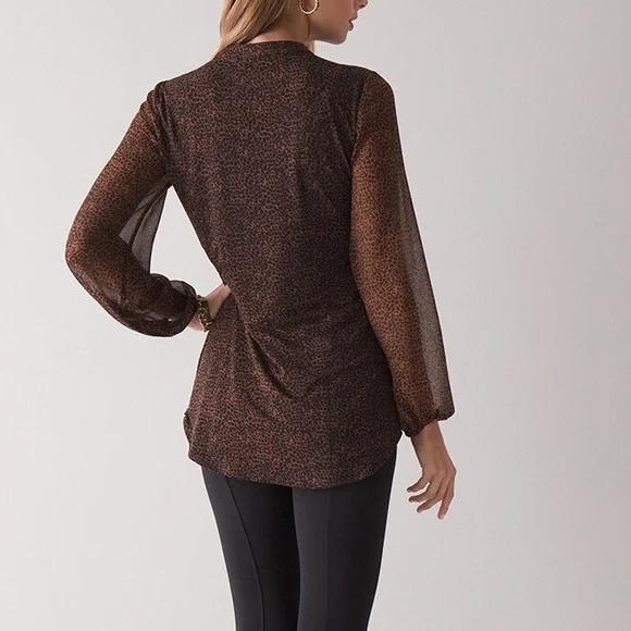 White House Black Market Long-Sleeve  Jersey Lace Long Sleeve Tunic Blouse - Picture 6 of 12